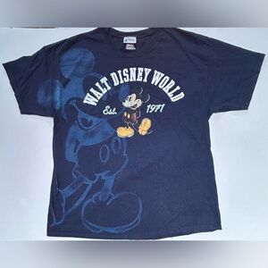 Disney-Walt Disney World Mickey Mouse Blue Big Print T-Shirt Adult XL